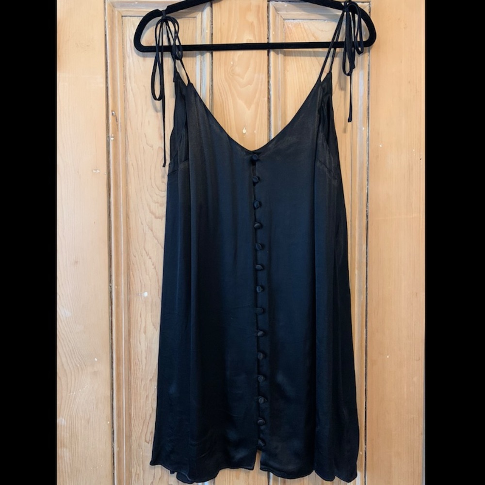 TOPSHOP silky black mini dress
